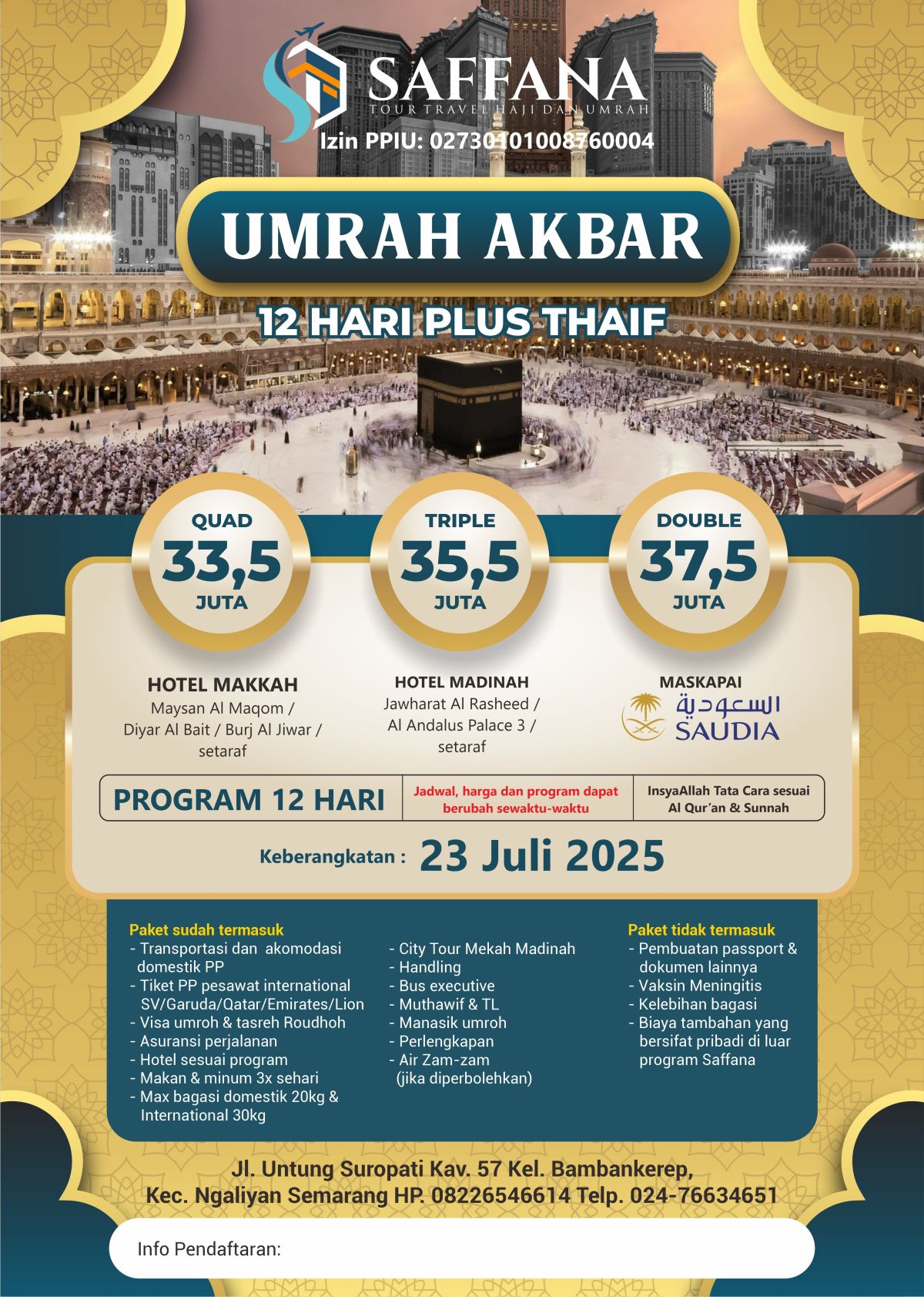 SAFFANA Umroh Akbar 12 hari